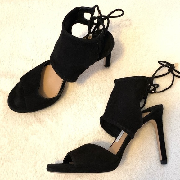 Diane von Furstenberg Black Laie Heel Sandals 332 - Picture 2 of 12